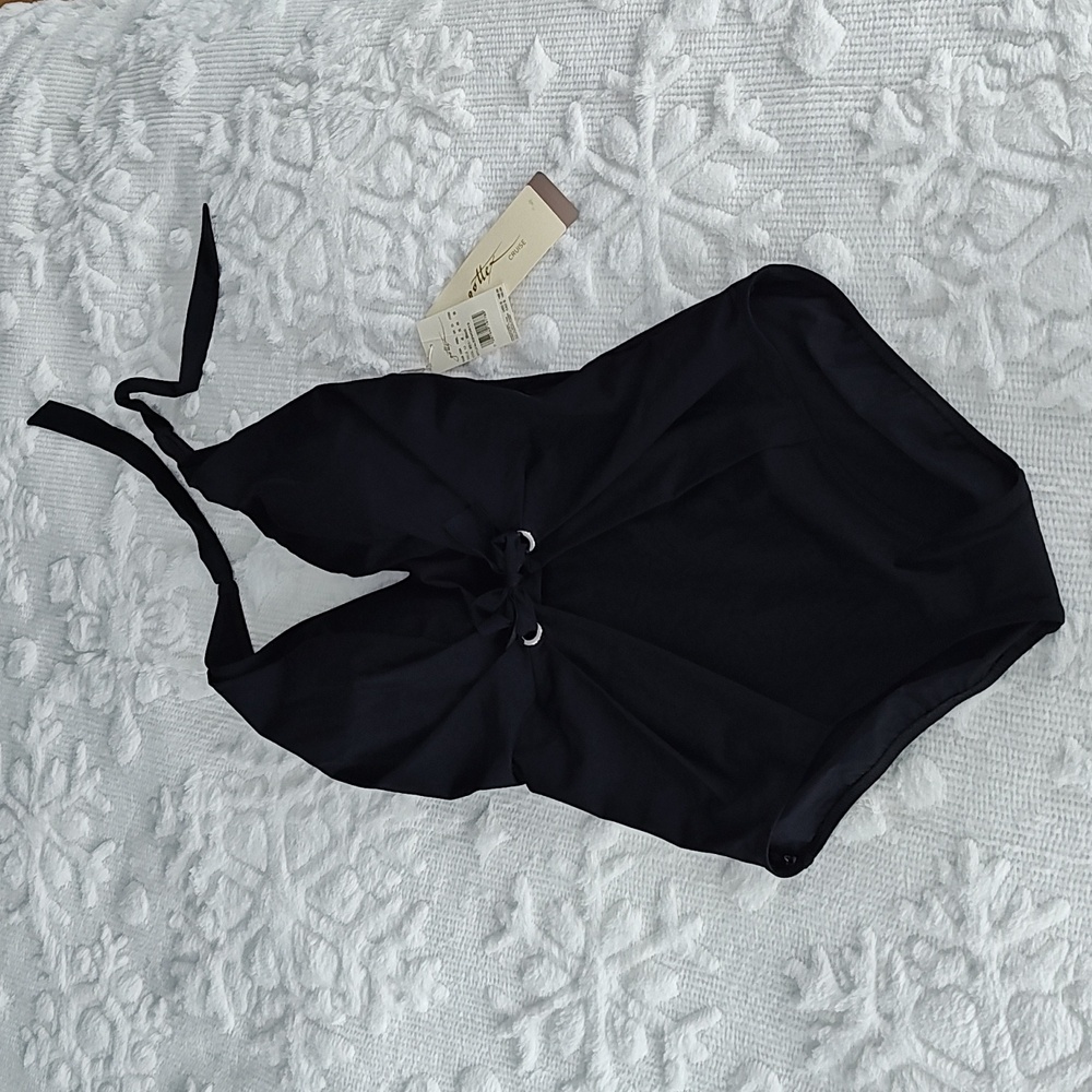 Gottex Women's Black Vogue Tie-Front Halter One-Piece Swimsuit - Picture 4 of 6
